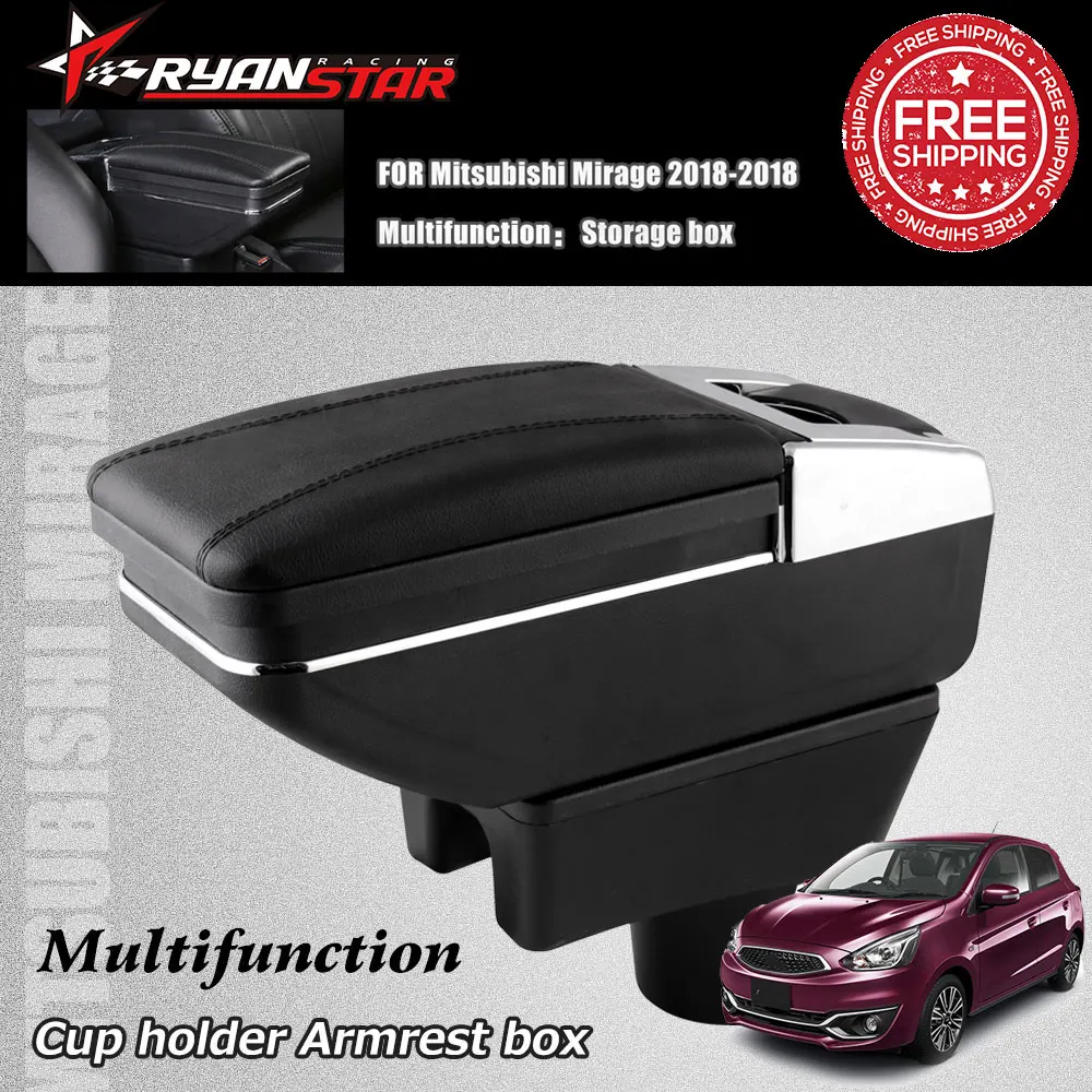 Поворотный подлокотник для центральной консоли коробка хранения кожзам черный