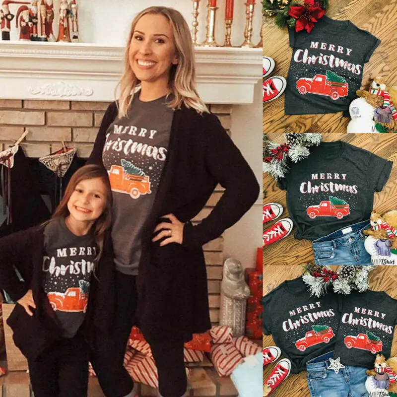 Рождественские Семейные комплекты с Сантой футболки для женщин мужчин и детей