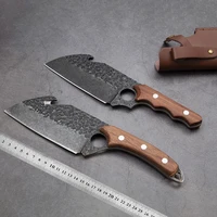 forged hammered boning knife for meat cutting sharp slicing knife rosewood handle kitchen small scimitar butcher hunting knife