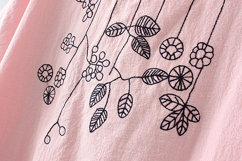 Женская хлопковая Футболка с круглым вырезом и вышивкой в виде листьев футболка