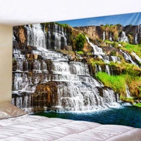 natural landscape waterfall big tapestry forest stream 3d printing wall hanging wall decoration bohemian home room decoration