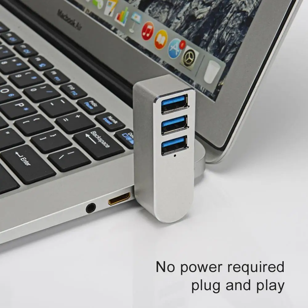 3 порта usb-хаб Высокоскоростной Алюминиевый сплав Поворотный сплиттер подключи и