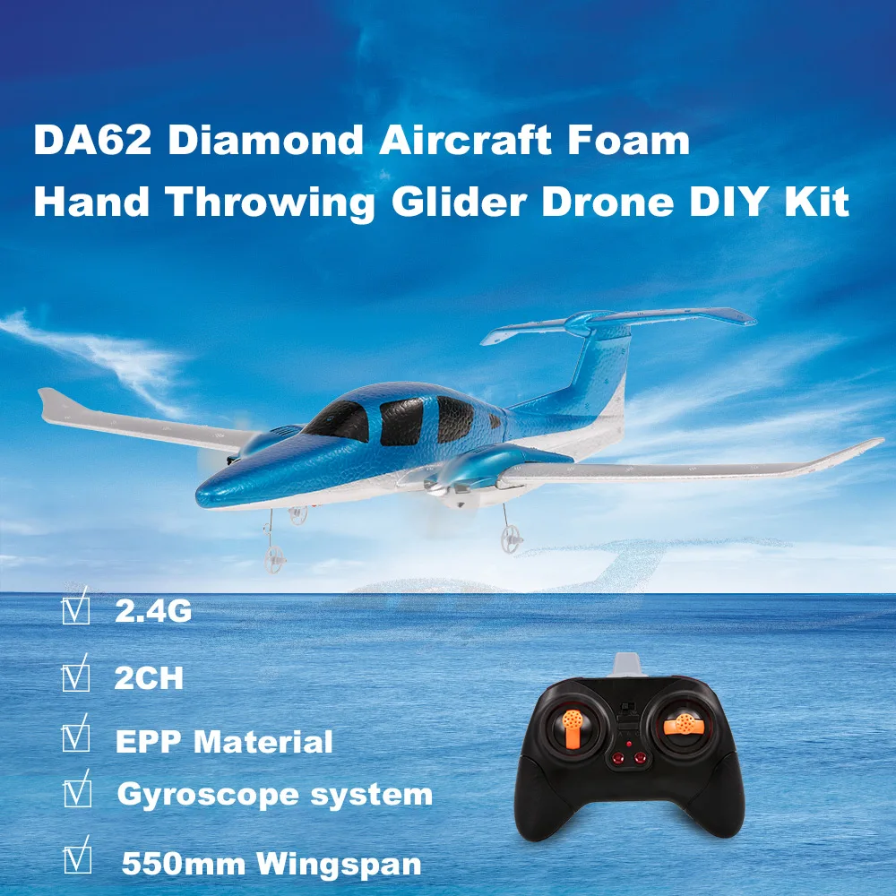 GD006 DA62 2 4G 2CH пульт дистанционного управления Алмазный RC Самолет 550 мм размах