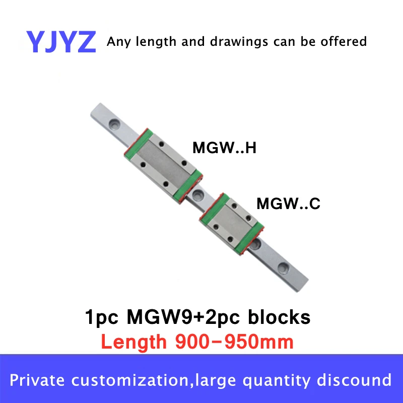 

MGW9 900mm 950mm Miniature Linear Rail Slide 1pc MGW Linear Guide +2pc MGW9H or MGW9C Carriage 3D Printer CNC