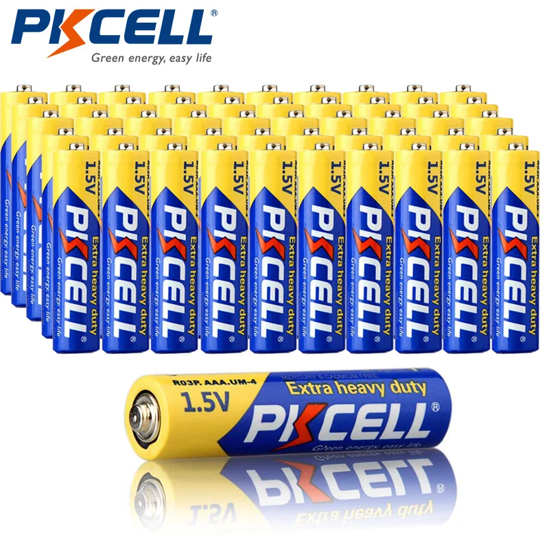 

50PC PKCELL R03P 1.5V AAA Battery 3A Batteries Carbon Zinc Single Use Digital Thermometer Gun Non-contact Body aaa batteries