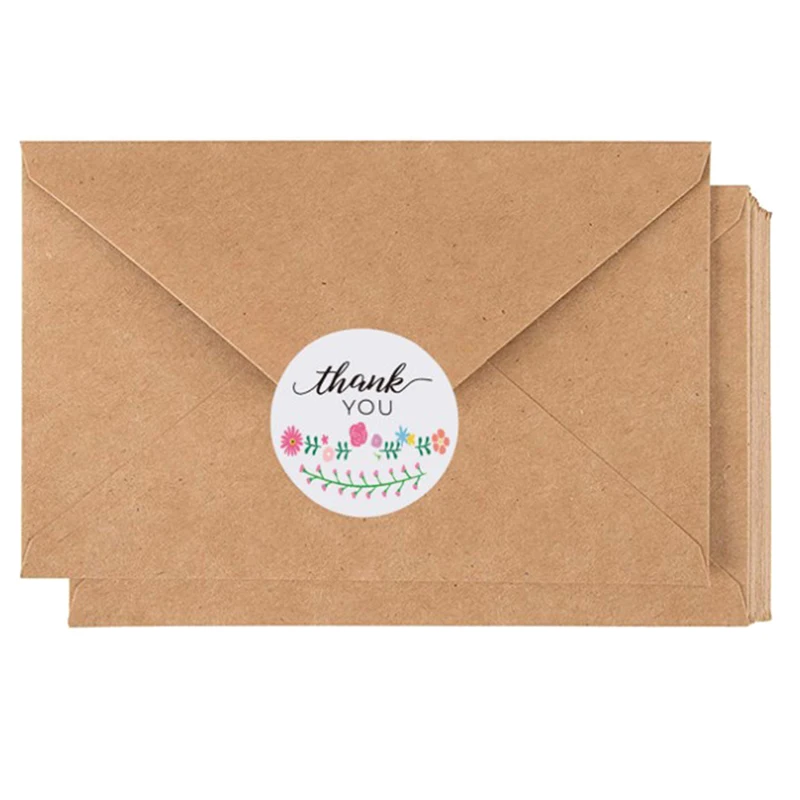 

500Pcs/roll Floral Thank You Sticker For Seal Label Scrapbooking Christmas Sticke Decoration Sticker Stationery Sticker