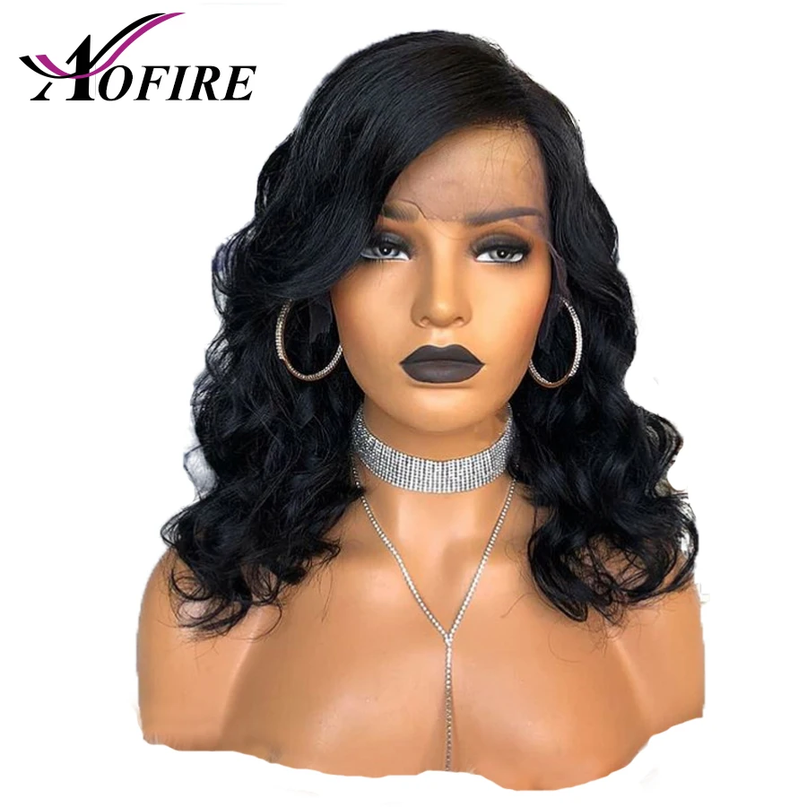 150% плотность полный парик шнурка человеческих волос Волнистые Короткие парики