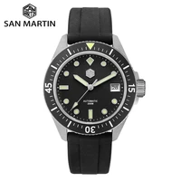 san martin mens diving watch 200m waterproof stainless steel nh35a automatic mechanical sapphire glass rubber strap luminous