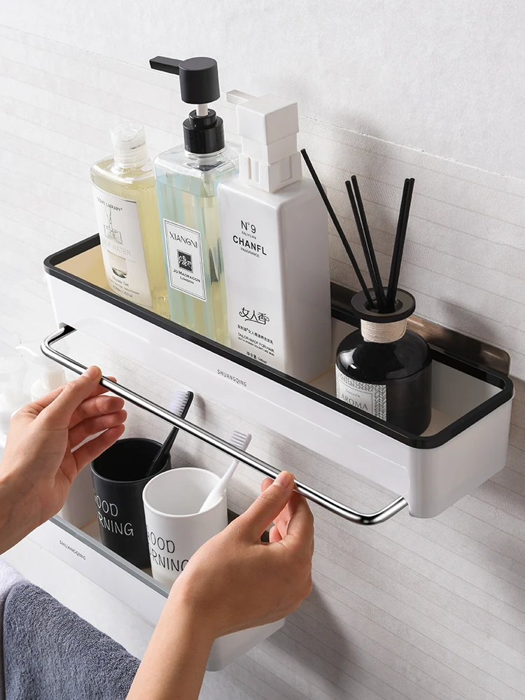 

Perforation-free bathroom rack bathroom towel rack wall-mounted bathroom sink toilet storage rack