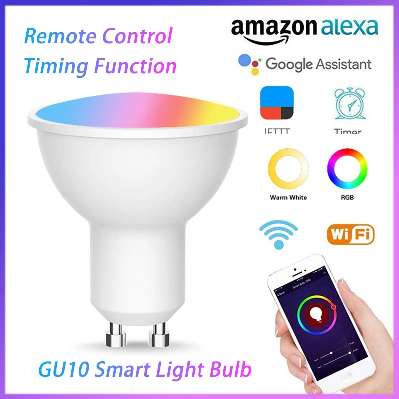 

GU10 RGB+CW Energy Saving Dimmable Smart Light Bulbs LED Lamp Remote Control Work With Alexa Google Home Smart Home Smart Life