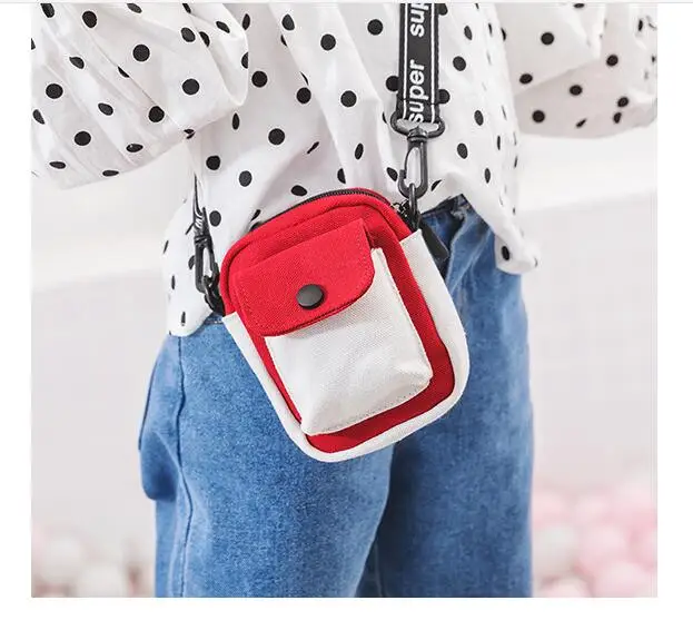 5 шт./лот! Детская модная контрастная цветная Холщовая Сумка-почтальонка