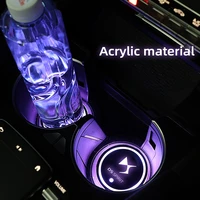suitable for car luminous water cup coaster color car led ambient light abarth punto bravo stilo panda emblem auto parts