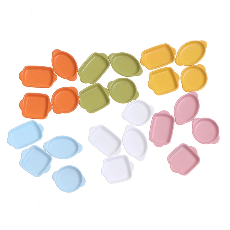 

New 4Pcs/Set 1:12 Dollhouse Miniature Plate Mini Tray Model Dolls House Kitchenware Dollhouse Accessories