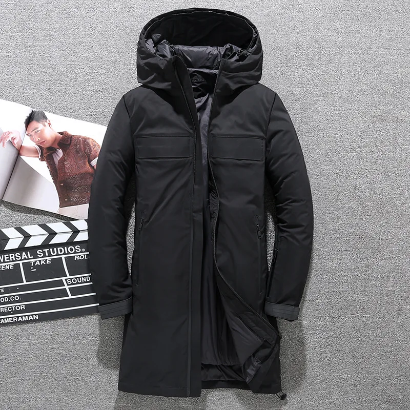 Длинное пальто X Long зимняя куртка для мужчин парка на утином пуху толстовки с