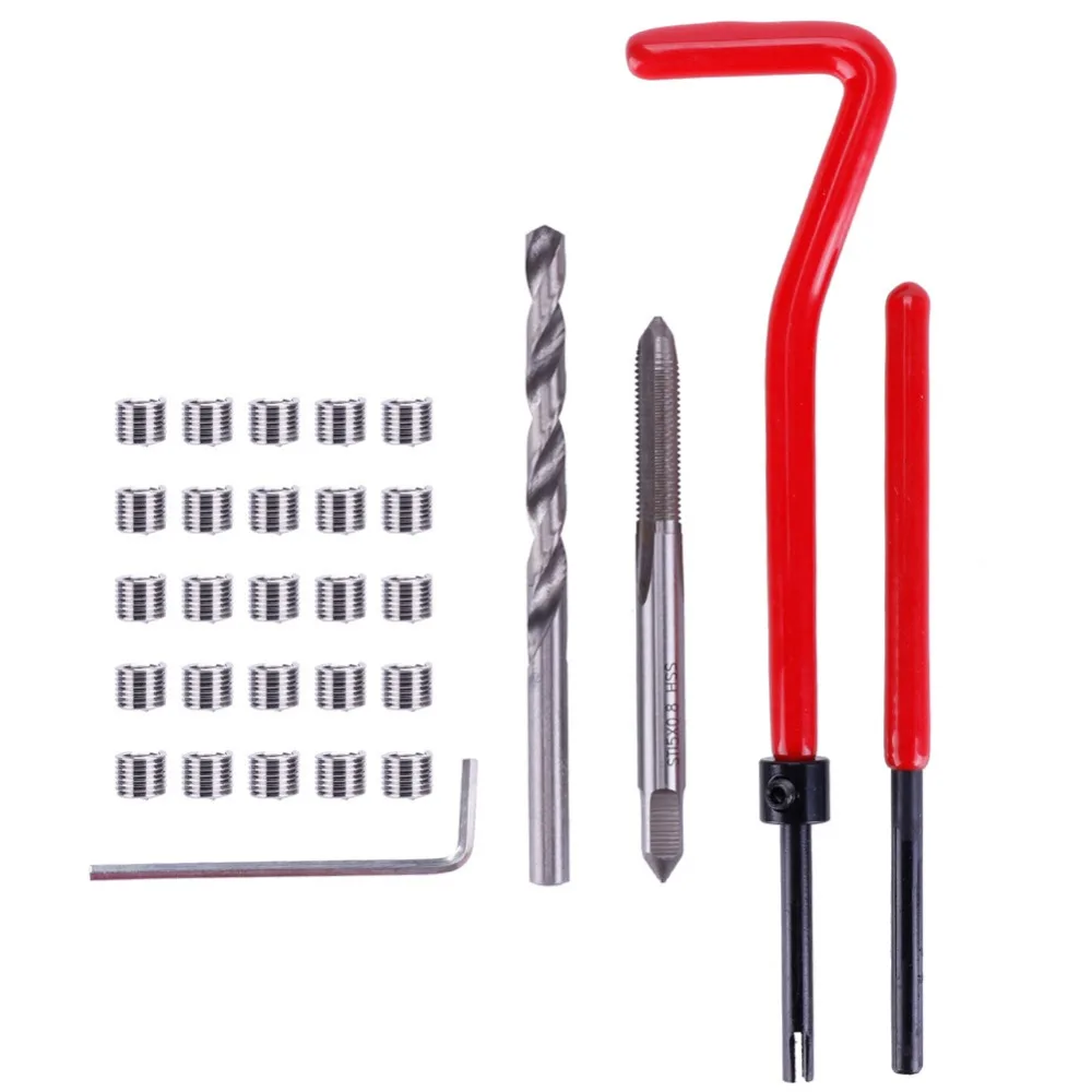 

30Pcs Red Top Quality Oil Drain Plug Sump Bolt Thread Repair Kit M5 Tap oil pan thread repair tool set Auto repair tool #272403