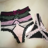 womens new sexy cross ribbon hollowed womens thongs comfortable and color matching ice silk thongs t pants thongs women
