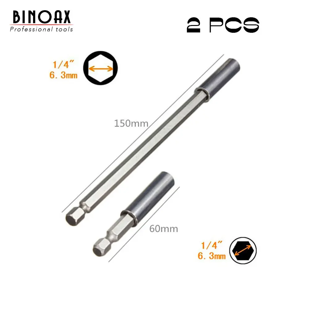 Binoax 2 шт./лот 1/4 &quotшестигранный магнитный держатель бит 60/1/4 мм Отвертка стержень