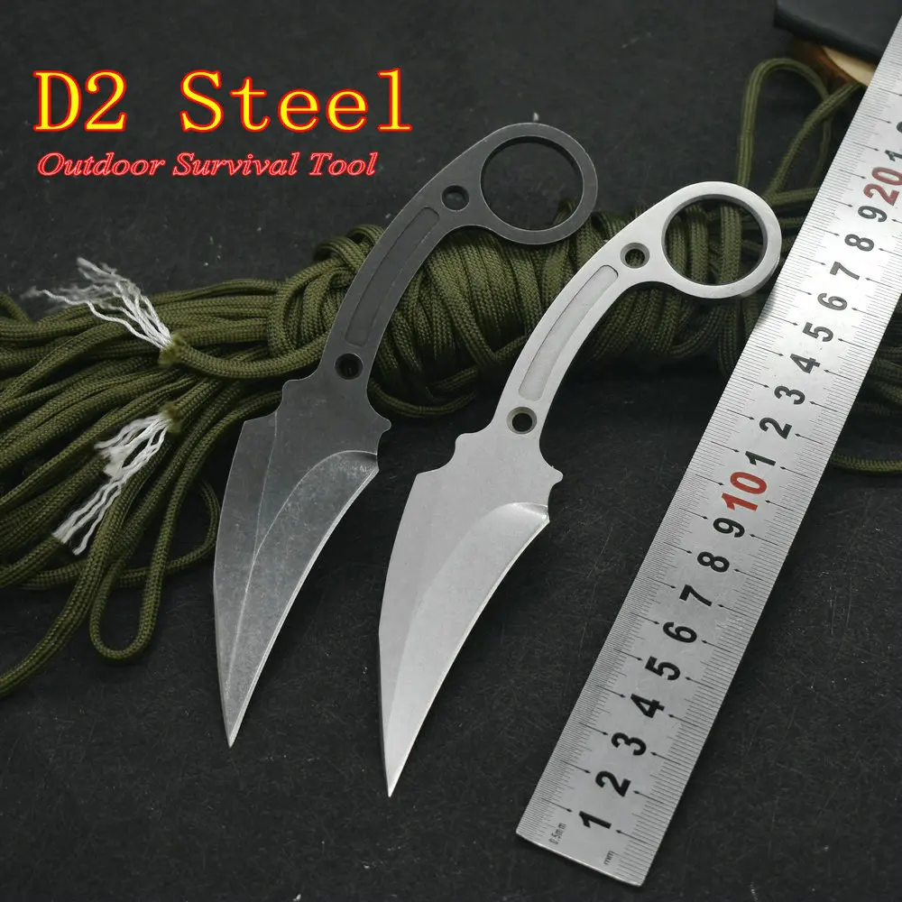 

Jungle Defensive Claw Knife Karambit CSGO Outdoor Hiking Hunting Paper Cutting Tool Mini EDC Fixed Knife Gift D2 Blade K Sheath