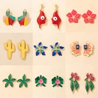 Docona новые богемные красочные капающие масляные цветы серьги-капли для женщин очаровательные рыбки голубые драгоценные камни геометрические серьги ювелирные изделия в подарок