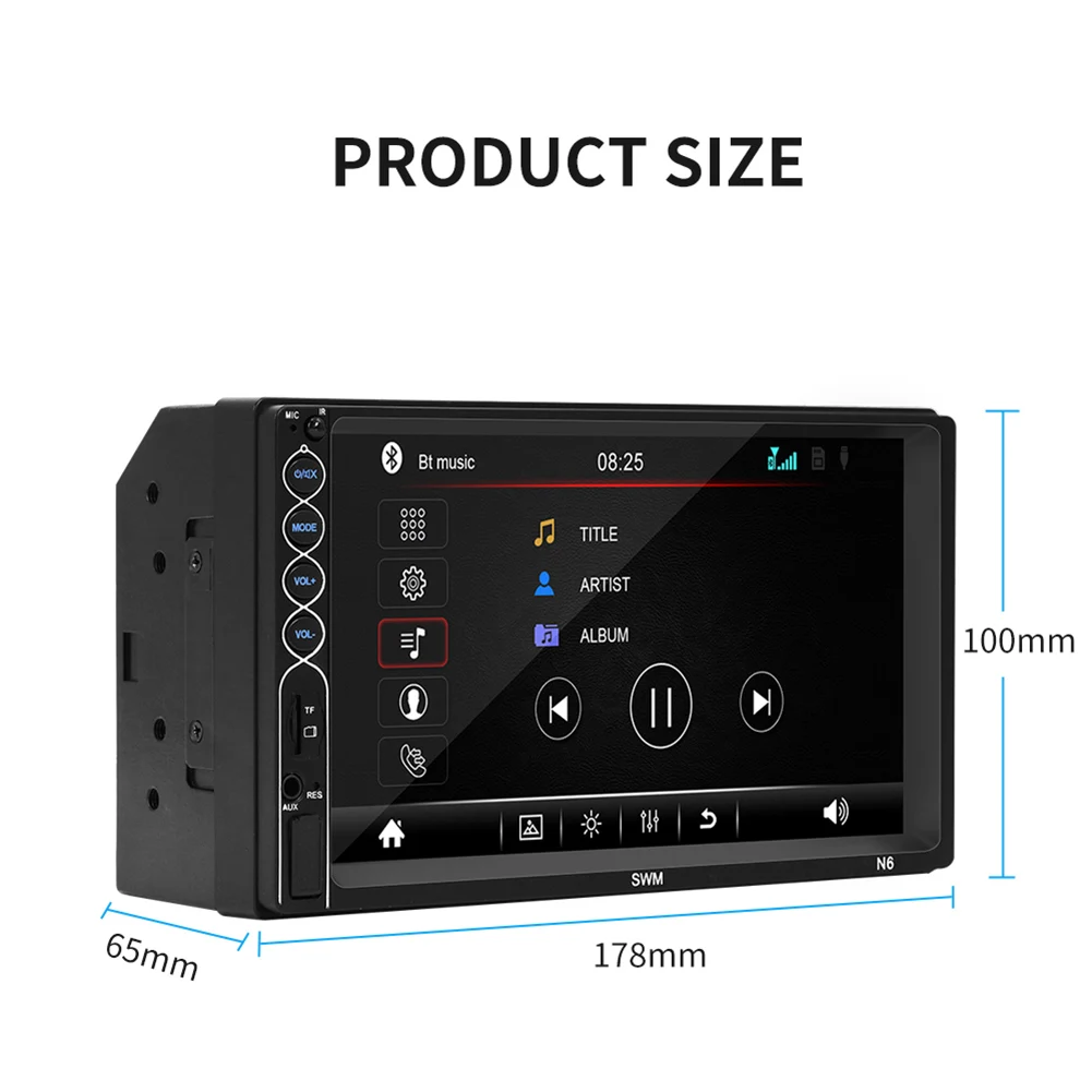 

N6 Car Stereo 2 DIN Multimedia Video Player 7 inch Display Bluetooth AUX-in FM Radio Receiver Double DIN MP4 Player Auto Radio
