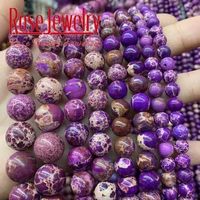 natural stone purple sea sediment turquoises imperial jaspers beads 4 6 8 10 12mm for jewelry making diy charm bracelet 15inche