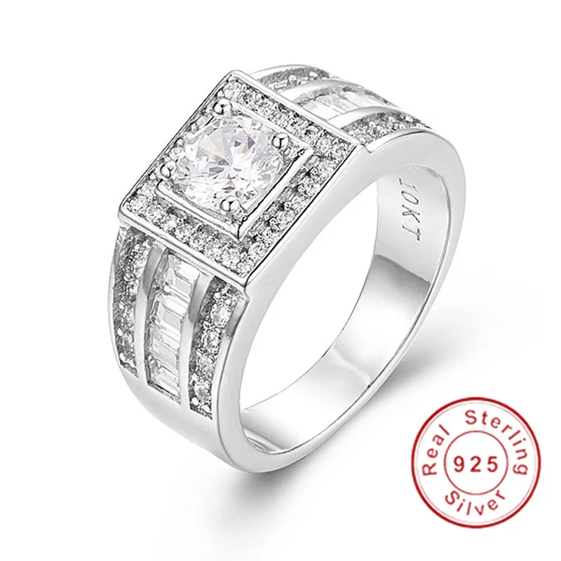 Обручальные кольца мужские из серебра 100% пробы с круглым вырезом 925 карата