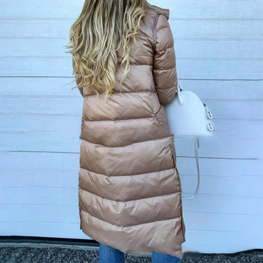 Women's Winter New Warm And Thick White Duck Down Super Double-Breasted Parka Coat Lightweight Ultra-Thin Down Long Coat S-5XL