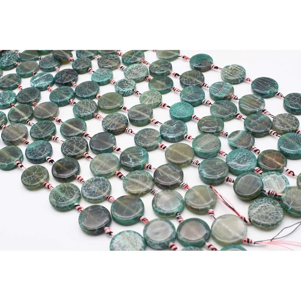 

2strands/lot 24mm Natural Ice crack pattern Green Round Agate stone beads For DIY Bracelet Necklace Jewelry Making Strand 15"