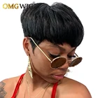 Короткие прямые волосы боб фальшивый срез кружева не передние человеческие волосы OMG парик с челкой для черных женщин Remy Предварительно выщипанные с детскими волосами