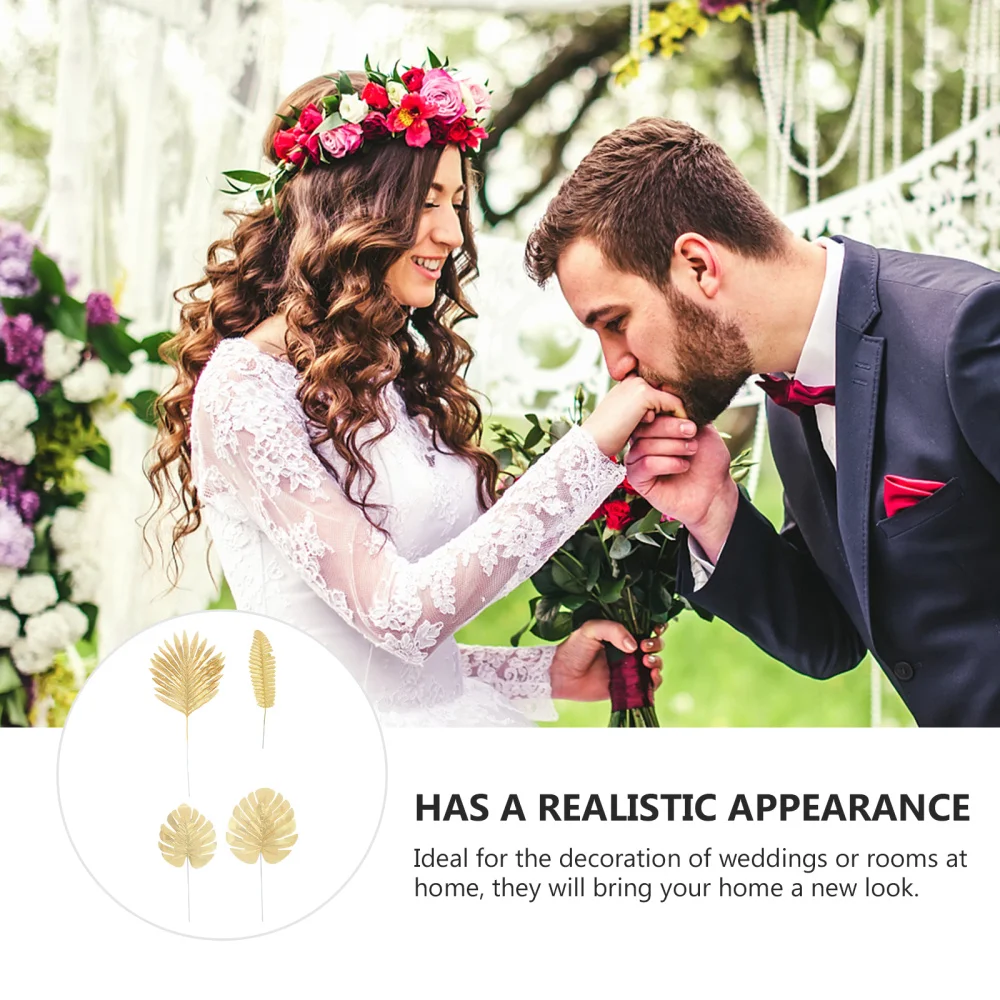 

20Pcs Simulation Leaves Picks Wedding Home Decor Evening Party Layout (Golden)