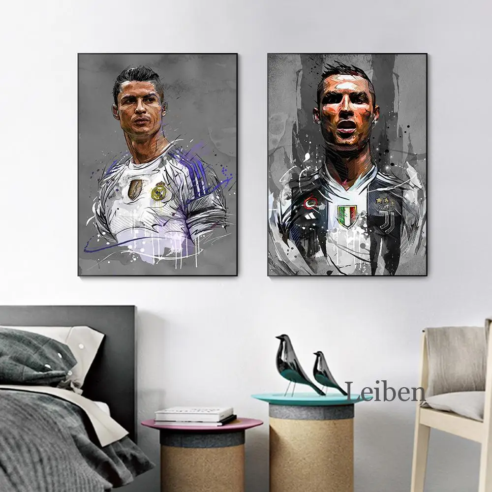 

Football Player Ronaldo Portrait Posters and Prints Nordic Modern Abstract Art Canvas Painting Home Decor Men's Room Boys Gifts
