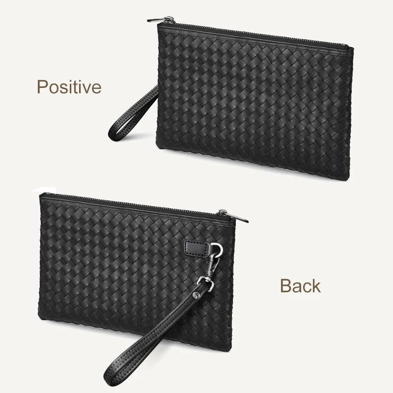 100 cowhide leather mens clutch bag luxury brand woven leather bag fashion design simple envelope bag large capacity 2022 new free global shipping