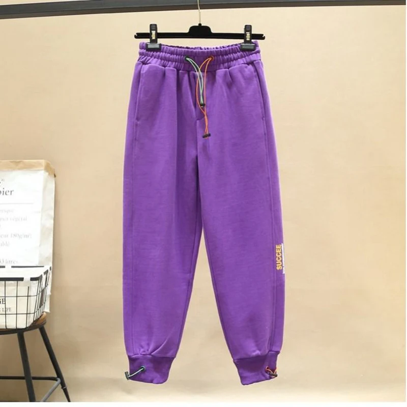 

Spring Autumn New Korea Fashion Women Elastic Waist 100% Cotton Harem Pants All-matched Casual Loose Sport Pants Plus Size S706