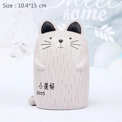 White-M Черный Белый Кот модель кошка копилка настольные украшения копилка офисный стол украшение домашний декор Ремесла мультфильм милый - Цвет: White-M