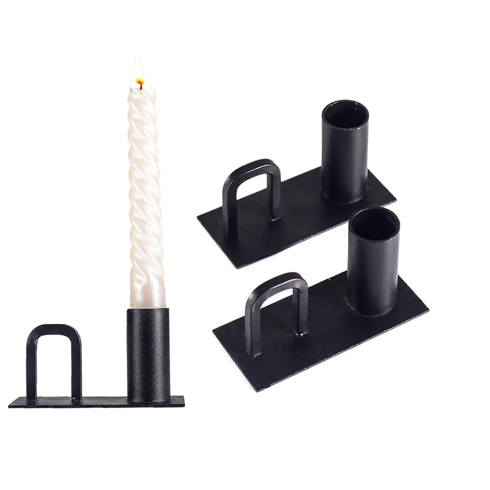 

2pcs/Set Creative Iron Candlestick Black Candle Holder for Wedding Party Festival Candelabra Art Gift Home Decoraion