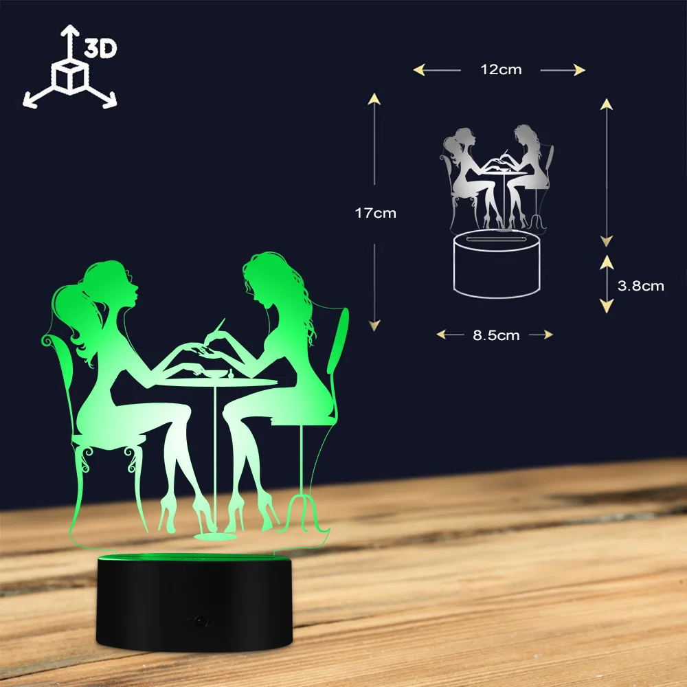 Светодиодная настольная лампа с оптической иллюзией для салона красоты | Лампы и