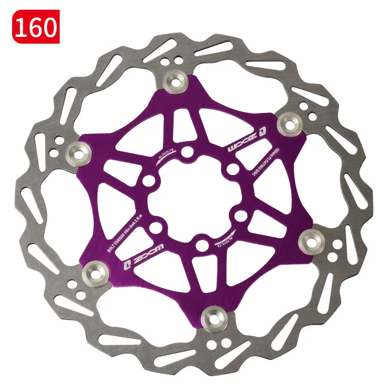 purple 160mm Zoom велосипедный Дисковый Тормоз MTB тормозной поплавок плавающие дисковые роторы 160 мм 180 мм 203 мм гидравлические тормозные колодки поплавок роторы запчасти для велосипеда - Цвет: purple 160mm