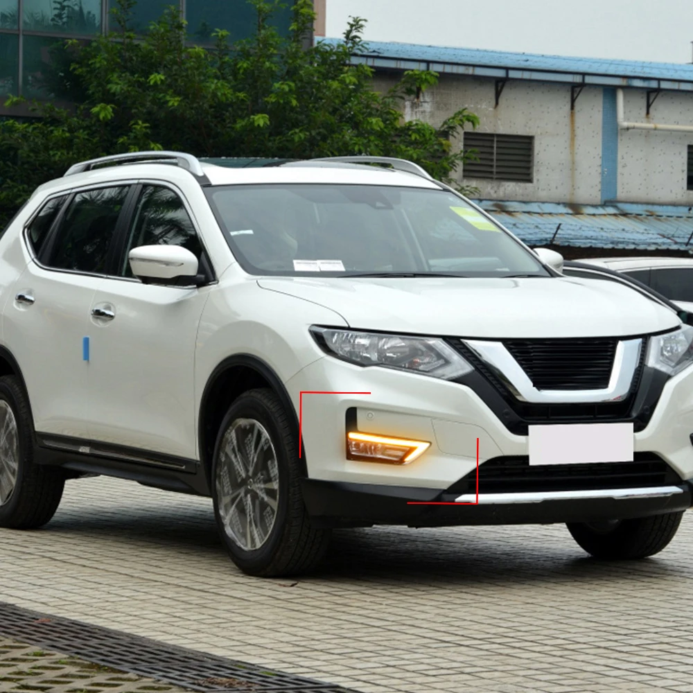 DRL для Nissan X Trail trail Rogue 2017 2018 2019 2020 дневные ходовые огни противотуманная фара крышка