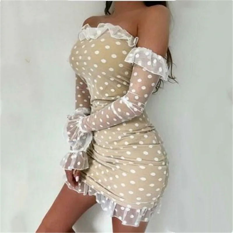 Женское Короткое платье в горошек Artsu облегающее вечернее карандаш с открытыми