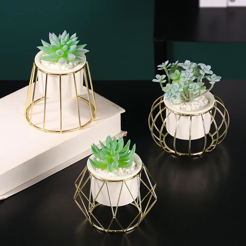 Искусственные Горшечные растения геометрические железные гальки керамика