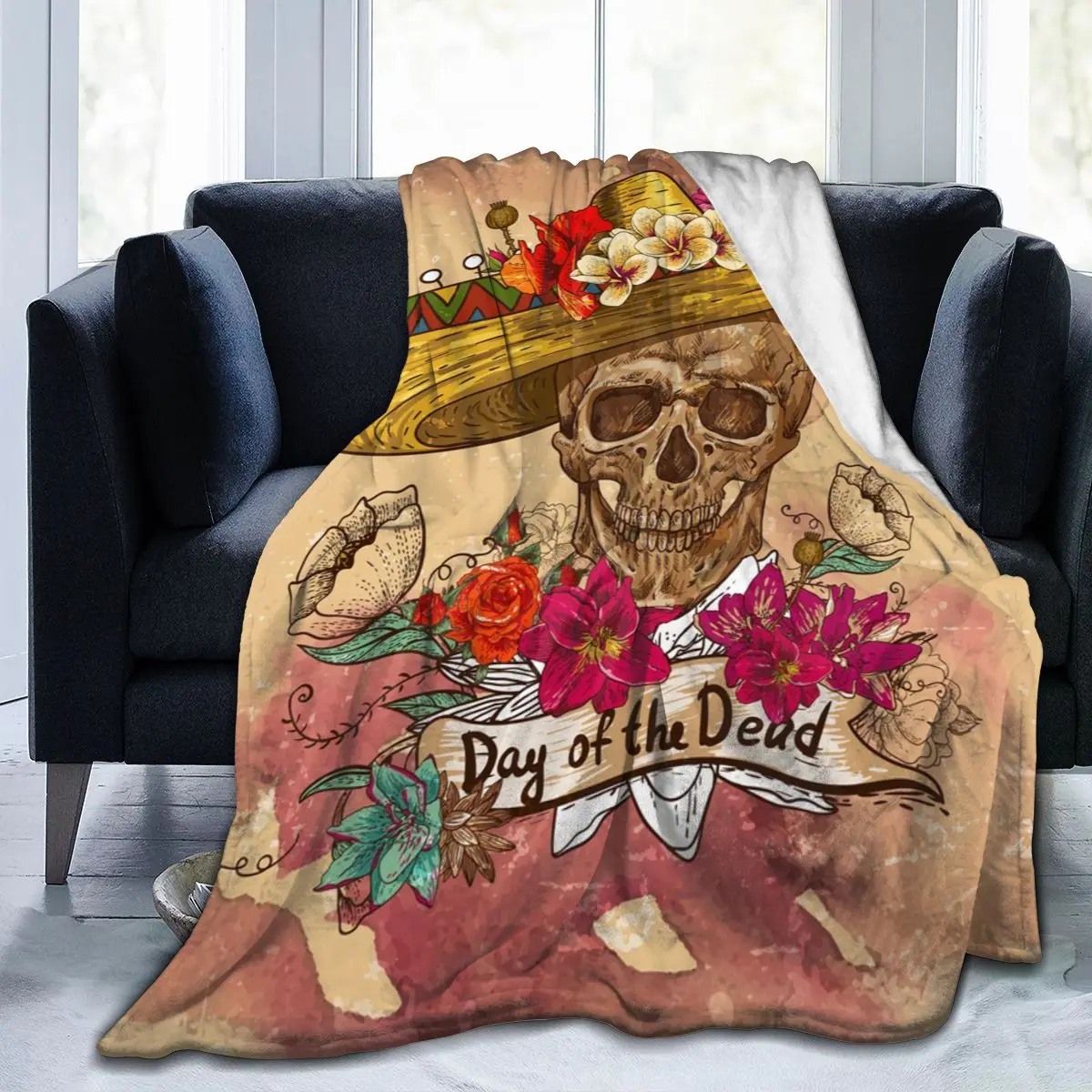 

Floral Skull Design Soft Blankets For Bed Couch Sofa All Season Warm Flower Fleece Blanket Dropship Decorative Flannel Throws