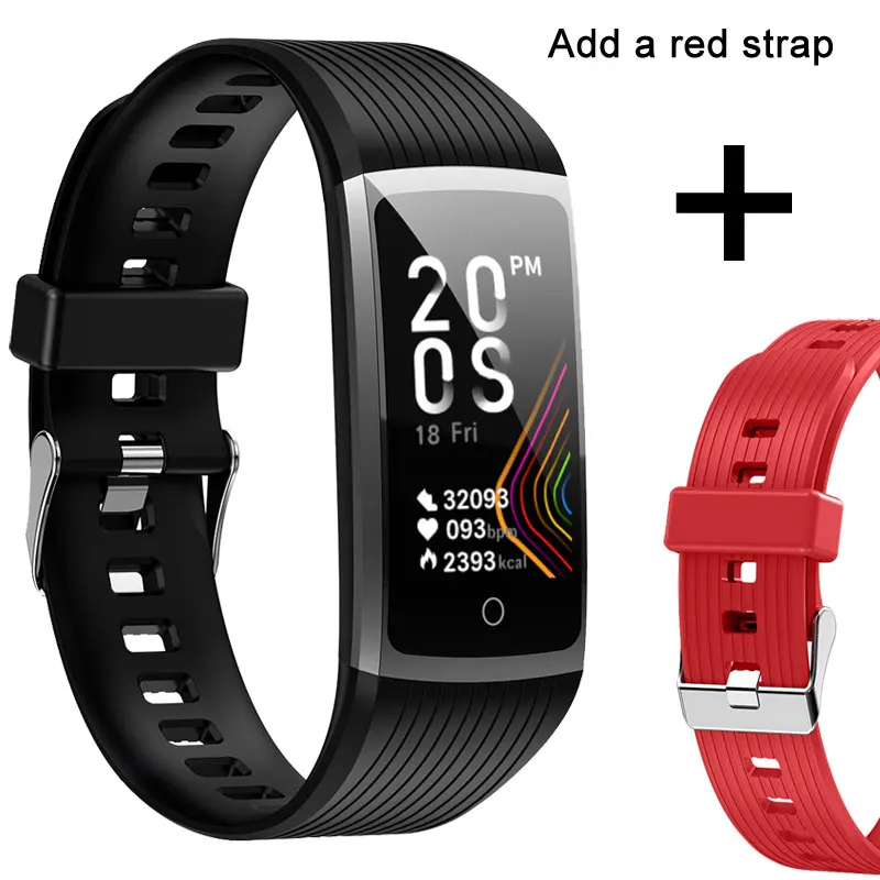 Add a red strap Умный Браслет R12 Трекер Активности Шагомер сердечный ритм кровяное давление вызов напоминание ip67 Водонепроницаемый здоровье Спортивные часы-браслет - Цвет: Add a red strap