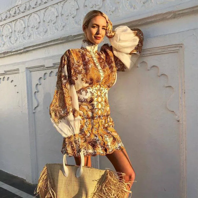 Женский комплект из 2 предметов винтажный желтый топ с длинным рукавом и