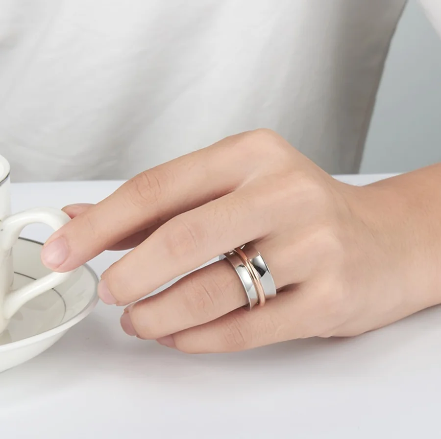 Женское кольцо из нержавеющей стали цвет черный/золотой/розовое золото|Кольца| |