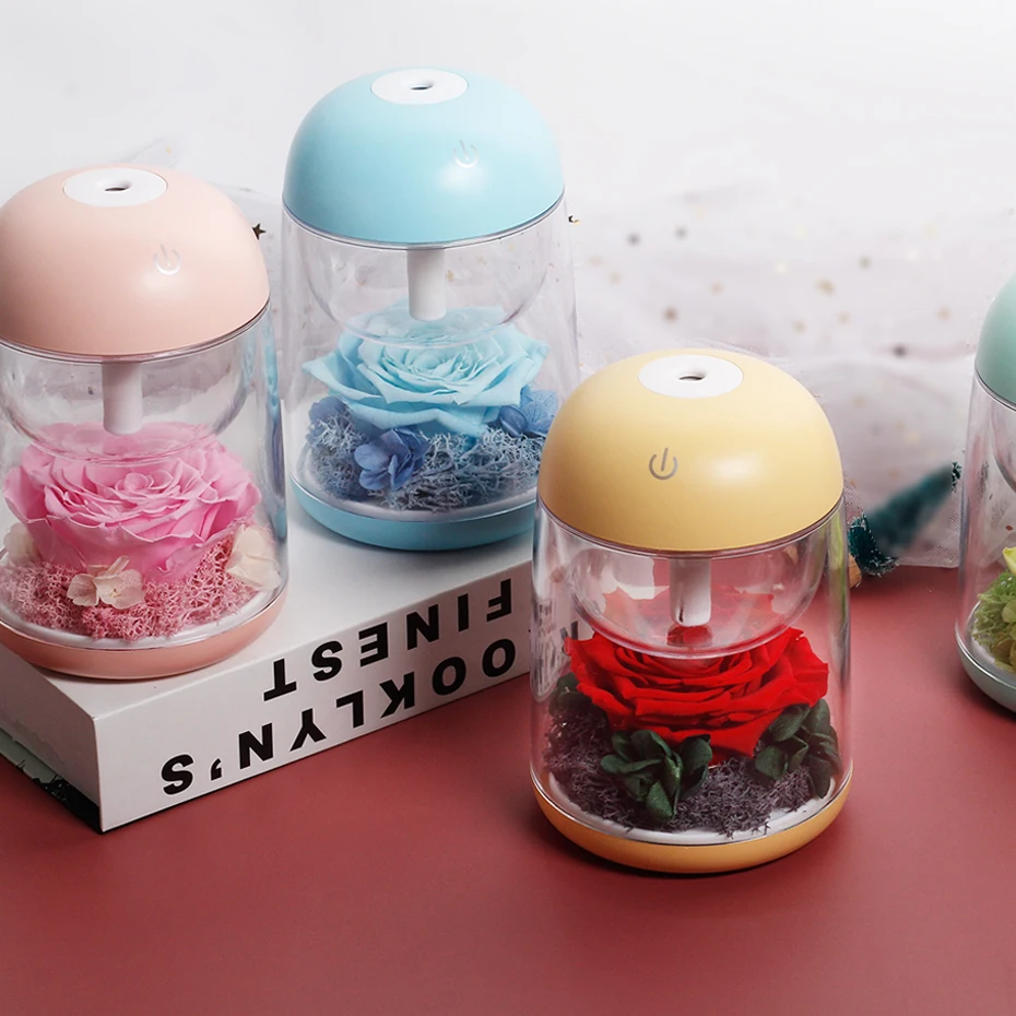 

Humidifier The Beauty and Beast Rose Valentines Day Gift Eternal Rose With Colorful Night Light in Air Purifier Birthday Gift