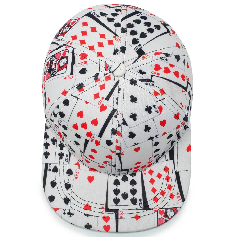 FS модные плоские Брим покер печати Snapback Бейсбол кепки белый хлопок зима шапки для