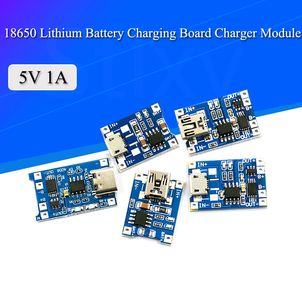 TP4056 + защита двойной функции 5 в 1A Micro USB 18650 литиевая батарея зарядное устройство