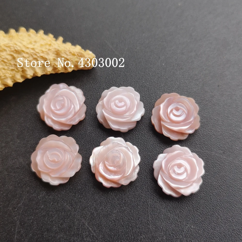 30pcs/lot 10mm Real Natural Flower Mother of Pearl shell Beads Drilled Pink Rose MOP Shell for DIY Jewelry | Украшения и