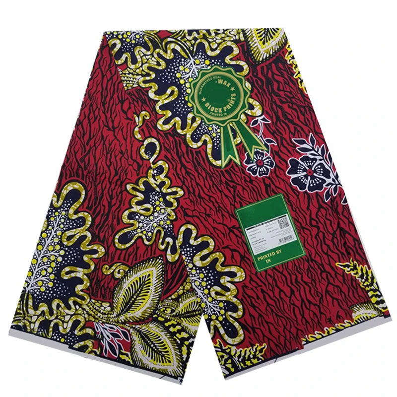 

Nigerian Wax Ankara Dye Printed Fabric 100%Cotton Real Soft Breathable African Style Dress Material For Sewing 6 Yards S-P 5-51