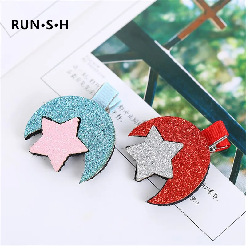 4 шт. заколки для волос с изображением Луны и Микки Мауса маленьких девочек